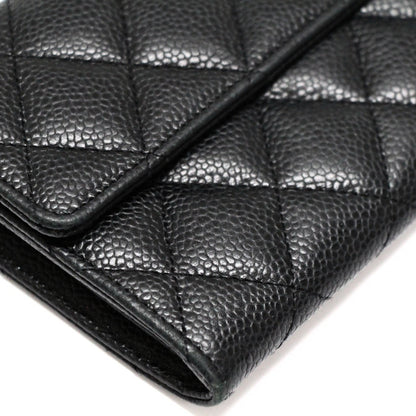 CHANEL Matelasse Caviar Skin Wallet Black Size ONE SIZE