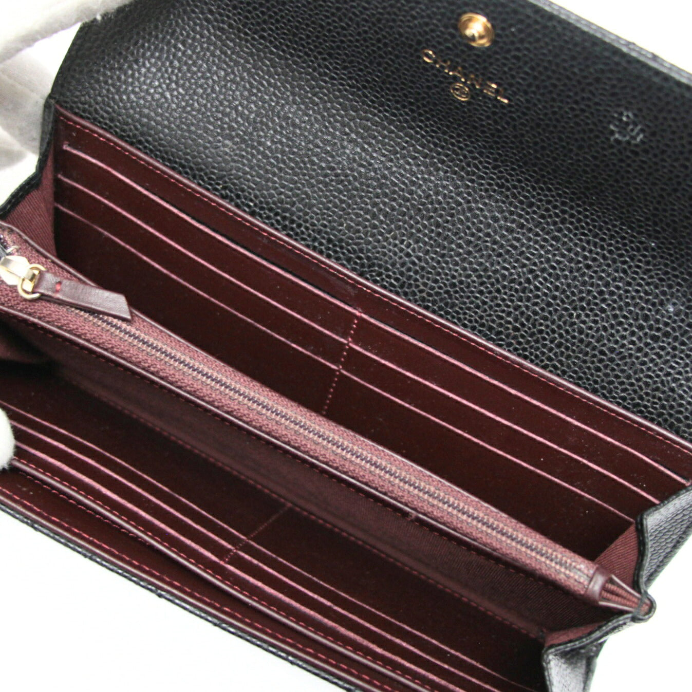 CHANEL Matelasse Caviar Skin Wallet Black Size ONE SIZE