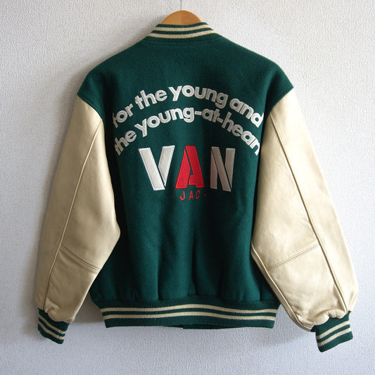 VAN JAC Leather-sleeved varsity jacket Size L