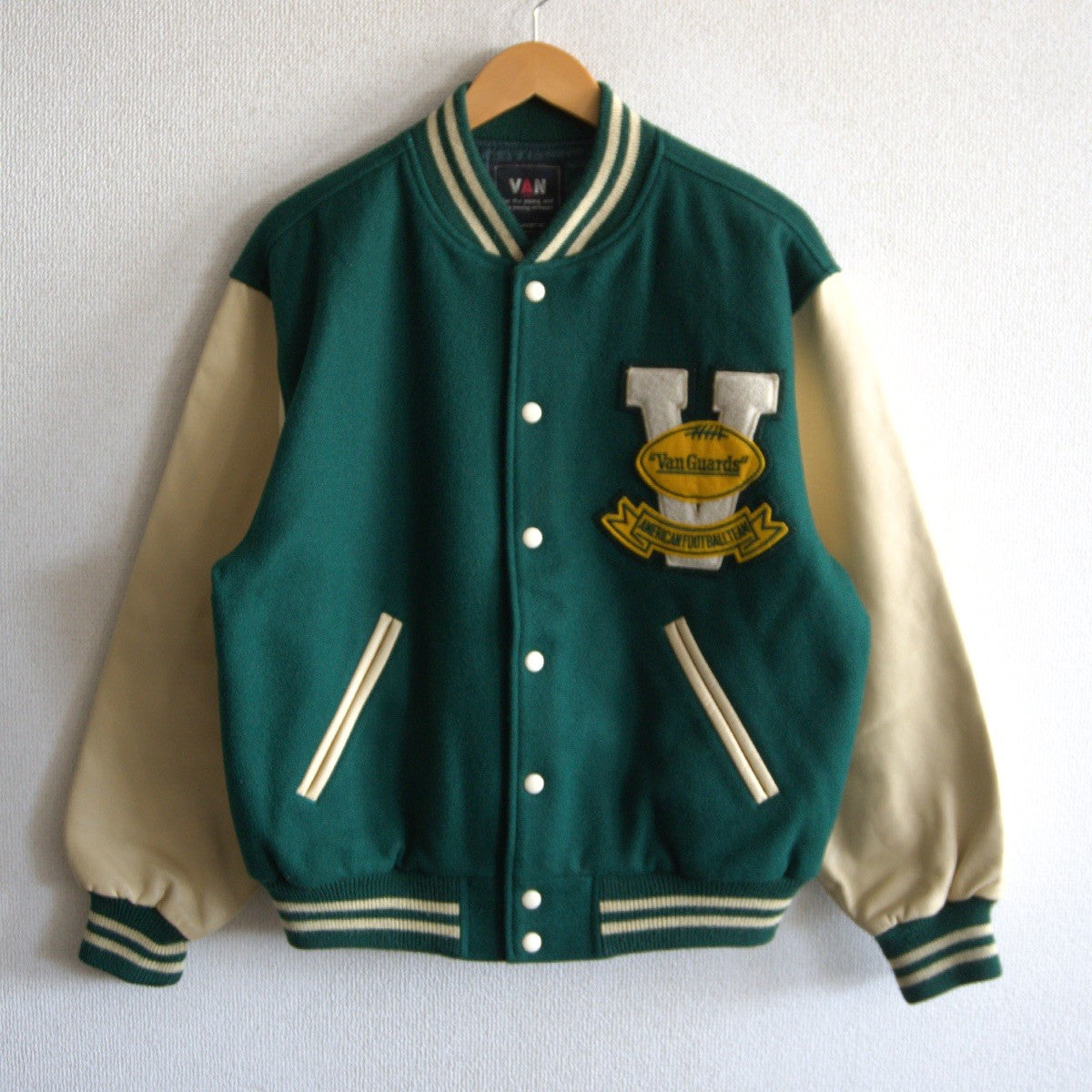 VAN JAC Leather-sleeved varsity jacket Size L