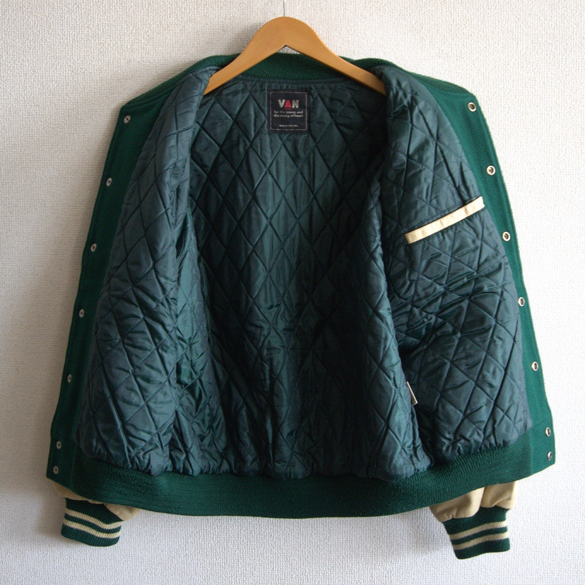 VAN JAC Leather-sleeved varsity jacket Size L