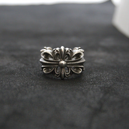 Chrome Hearts DBL FLRL CRS RING