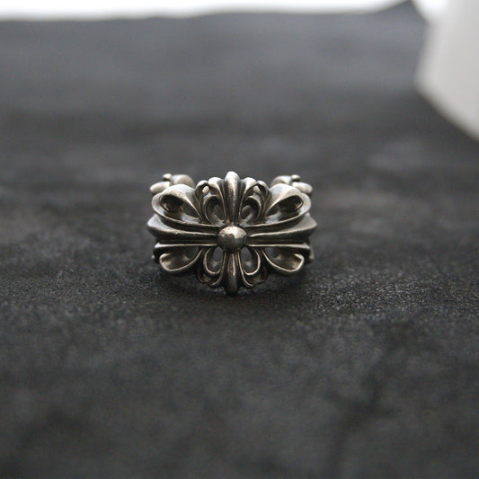 Chrome Hearts DBL FLRL CRS RING