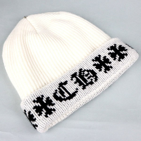 CHROME HEARTS Big Daddy Cashmere Knit Beanie White