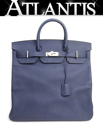 HERMES HAC 40 Togo Leather Bleu Handbag SVHW Size ONE SIZE