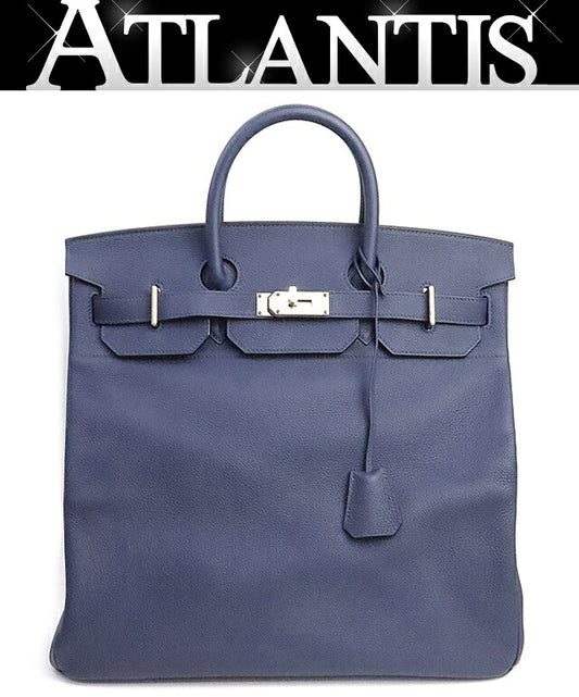 HERMES HAC 40 Togo Leather Bleu Handbag SVHW Size ONE SIZE