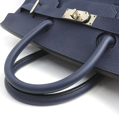HERMES HAC 40 Togo Leather Bleu Handbag SVHW Size ONE SIZE