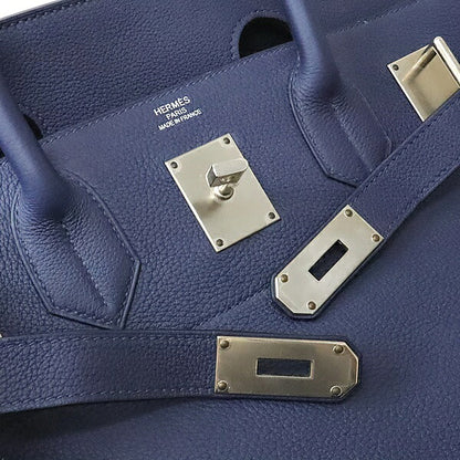 HERMES HAC 40 Togo Leather Bleu Handbag SVHW Size ONE SIZE