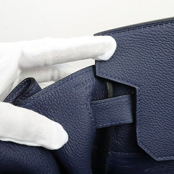 HERMES HAC 40 Togo Leather Bleu Handbag SVHW Size ONE SIZE