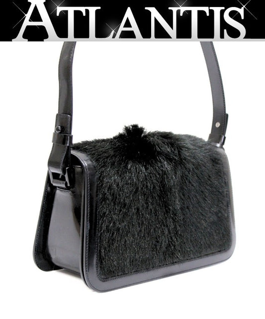 CELINE Vintage Haircalf Leather Bag Black Size ONE SIZE