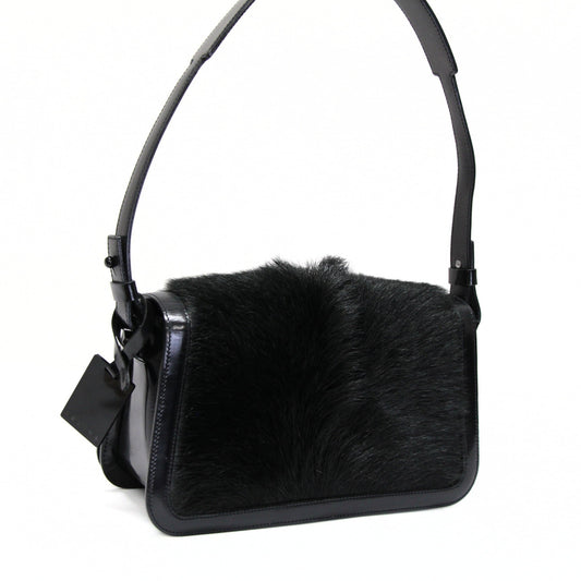 CELINE Vintage Haircalf Leather Bag Black Size ONE SIZE