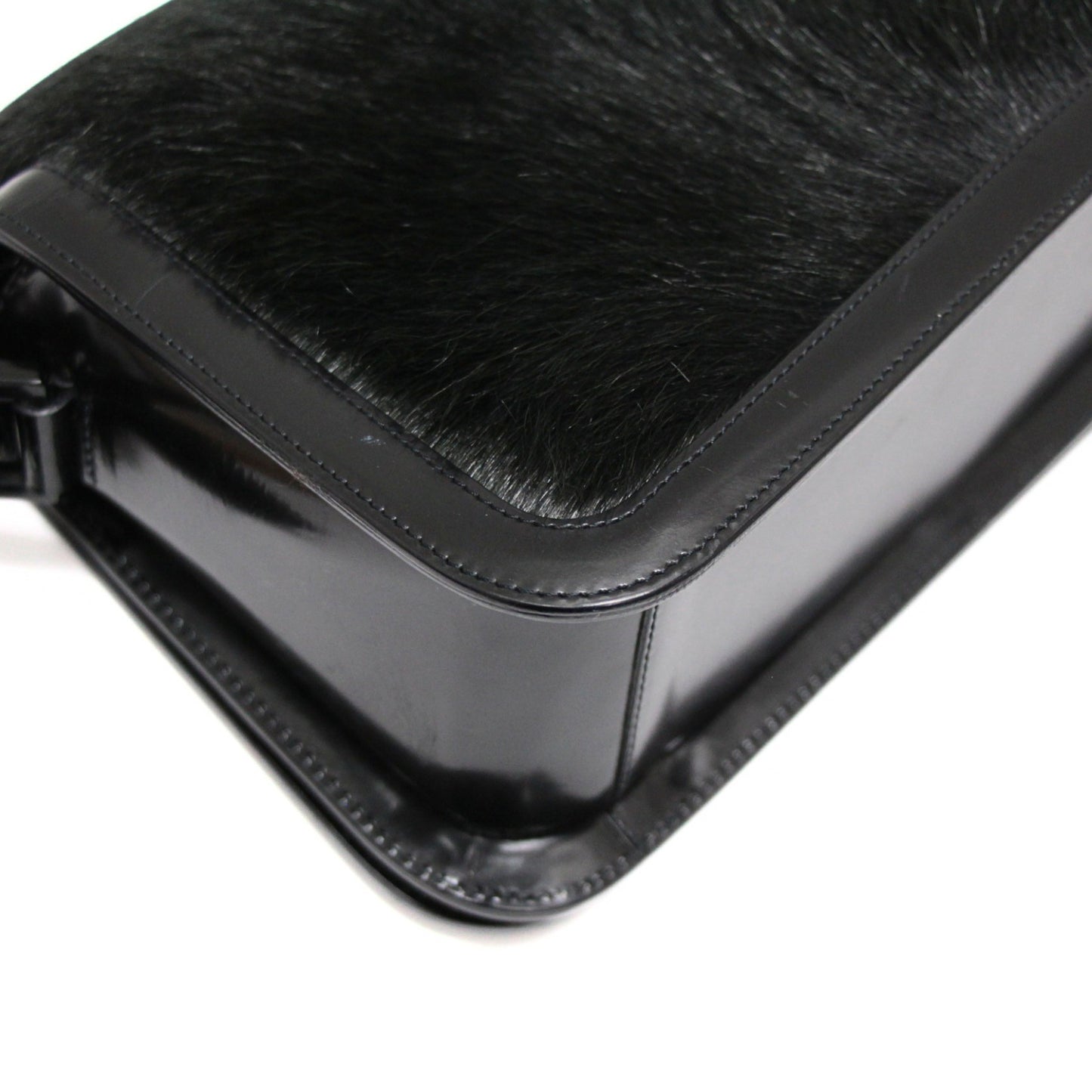 CELINE Vintage Haircalf Leather Bag Black Size ONE SIZE