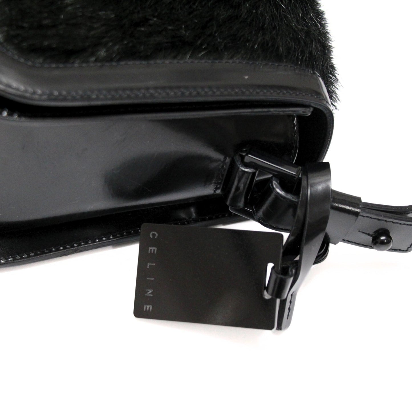CELINE Vintage Haircalf Leather Bag Black Size ONE SIZE