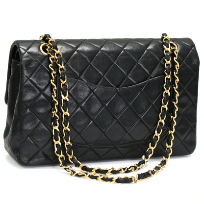 CHANEL Matelasse 25 Double Flap Lamb Bag Black Size ONE SIZE