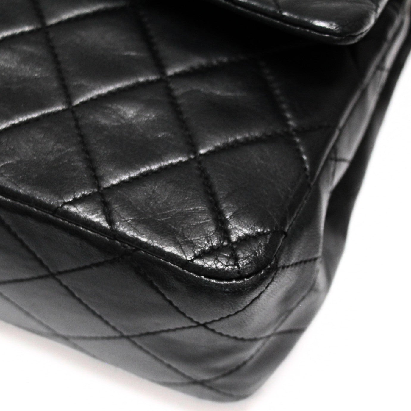 CHANEL Matelasse 25 Double Flap Lamb Bag Black Size ONE SIZE