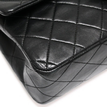 CHANEL Matelasse 25 Double Flap Lamb Bag Black Size ONE SIZE