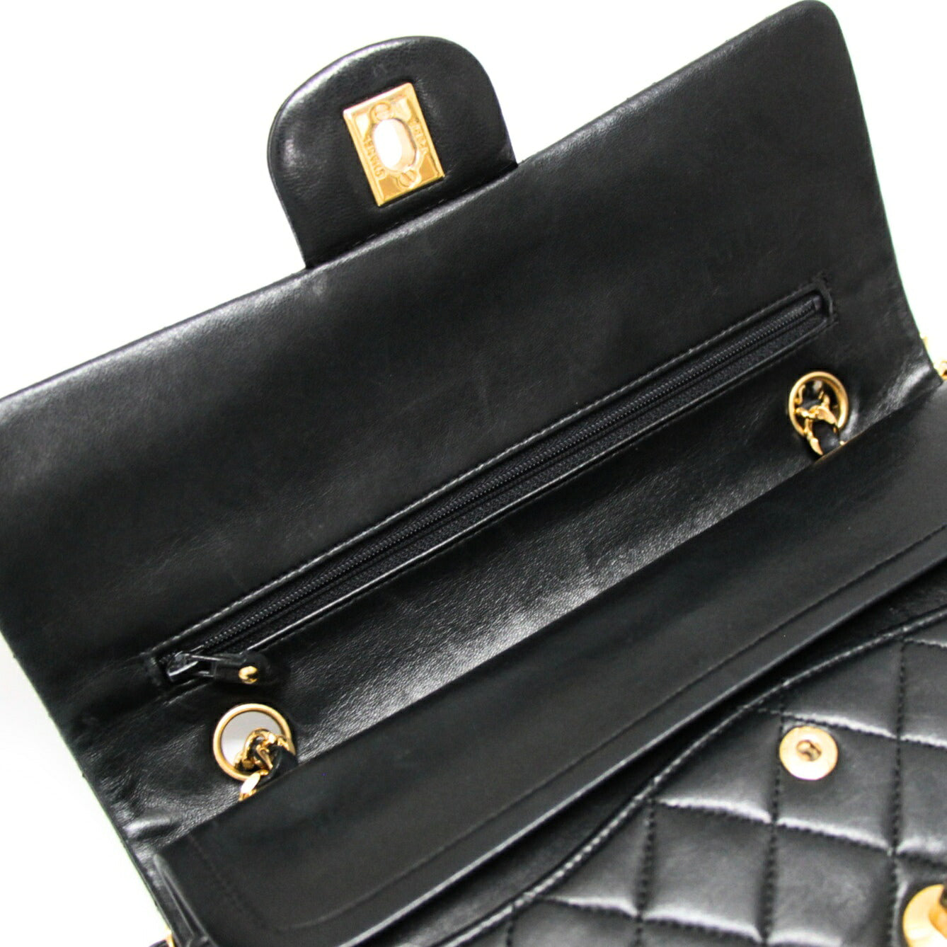 CHANEL Matelasse 25 Double Flap Lamb Bag Black Size ONE SIZE