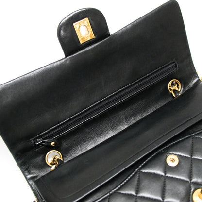 CHANEL Matelasse 25 Double Flap Lamb Bag Black Size ONE SIZE