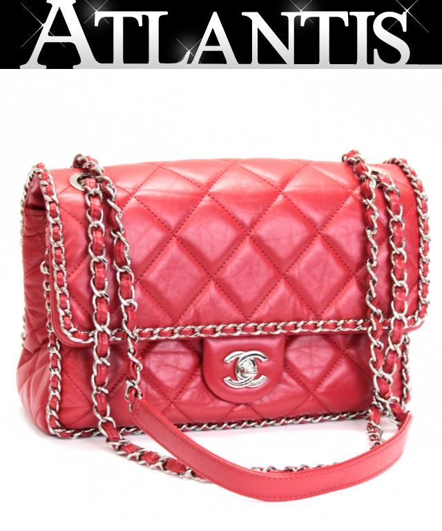 CHANEL Matelasse 25 Calfskin Double Bag Red Size ONE SIZE