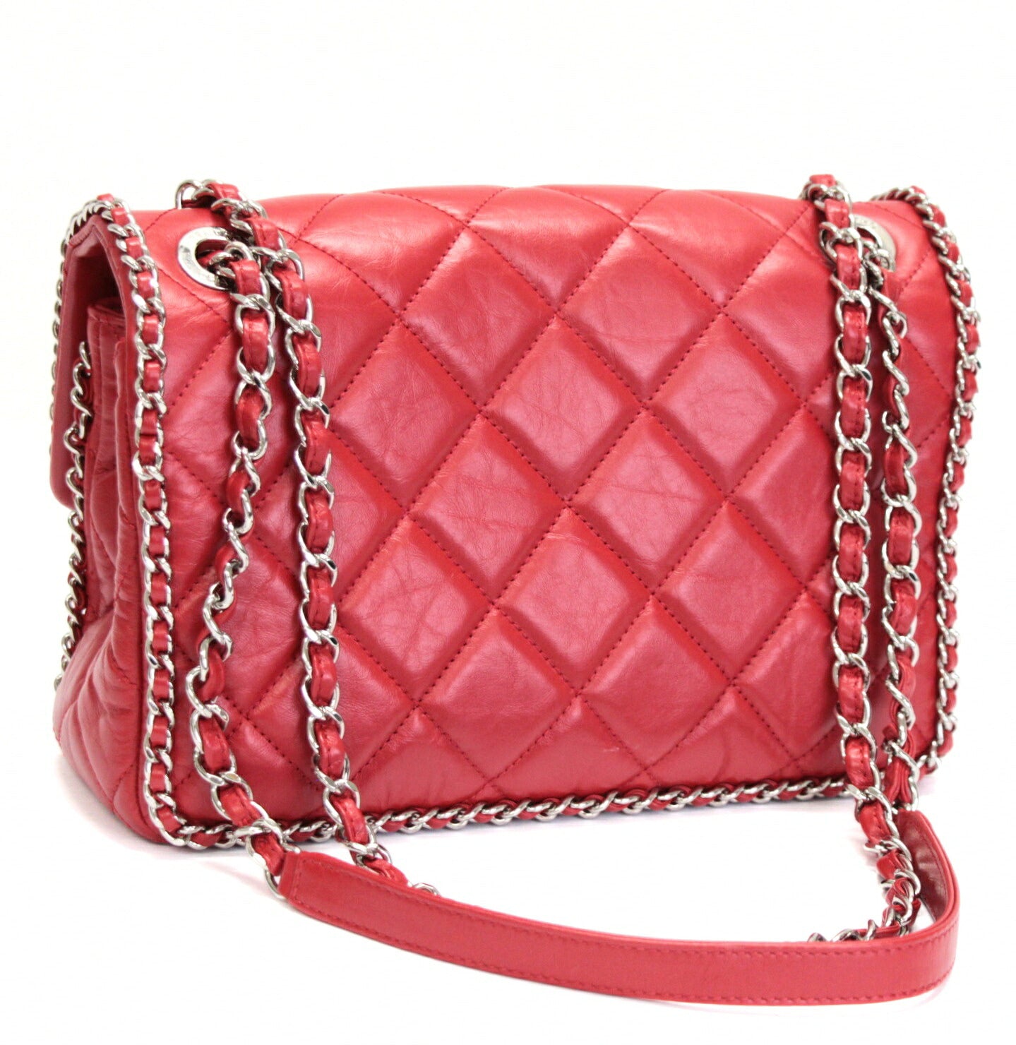 CHANEL Matelasse 25 Calfskin Double Bag Red Size ONE SIZE