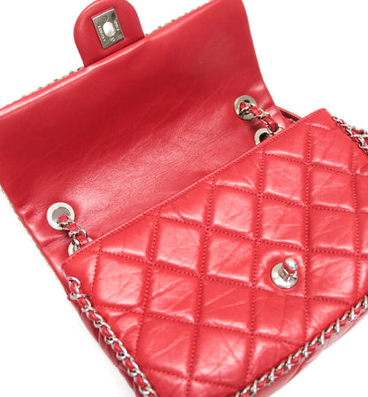 CHANEL Matelasse 25 Calfskin Double Bag Red Size ONE SIZE