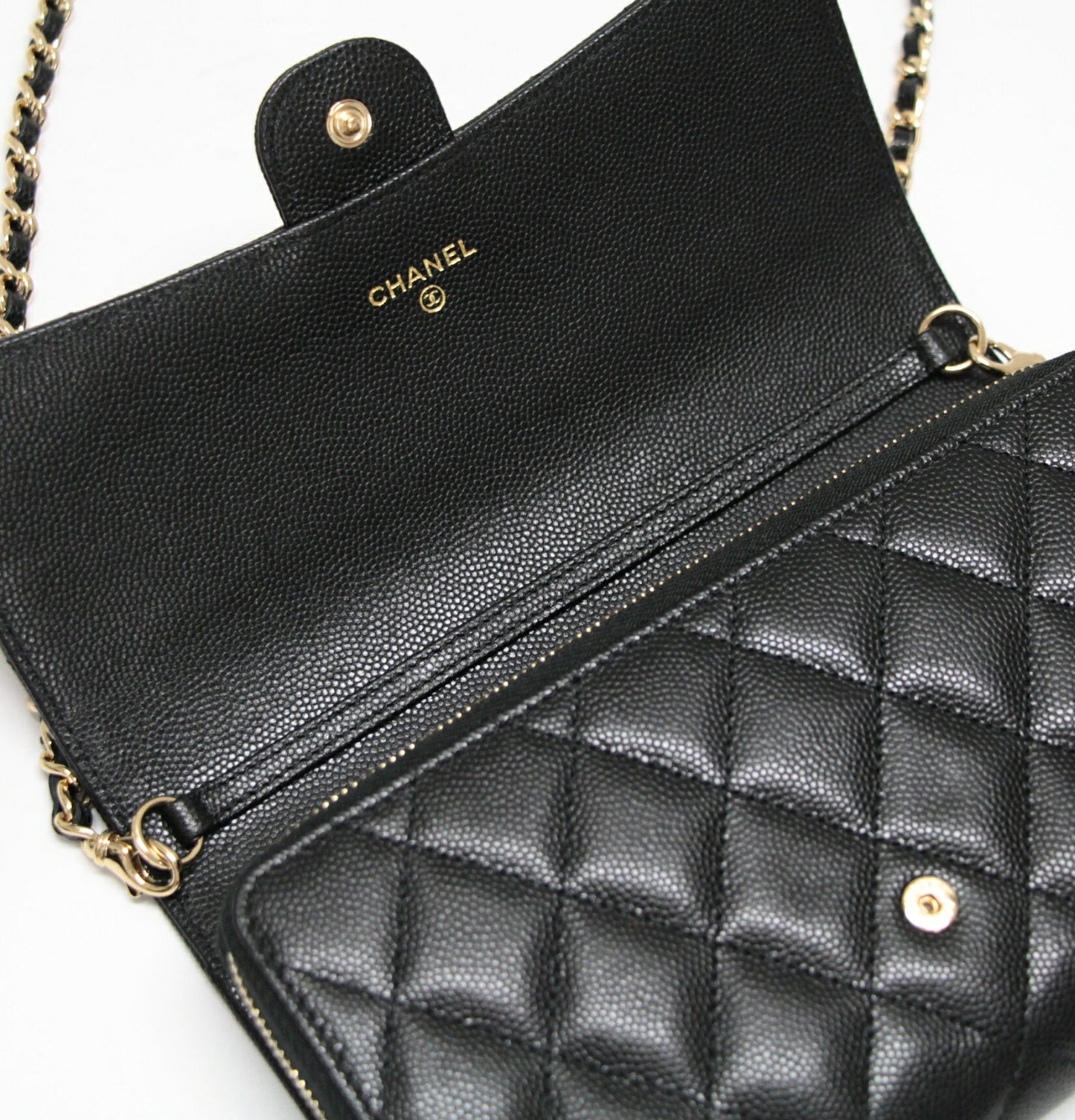 CHANEL Matelasse Caviar Chain Wallet Bag Black Size ONE SIZE