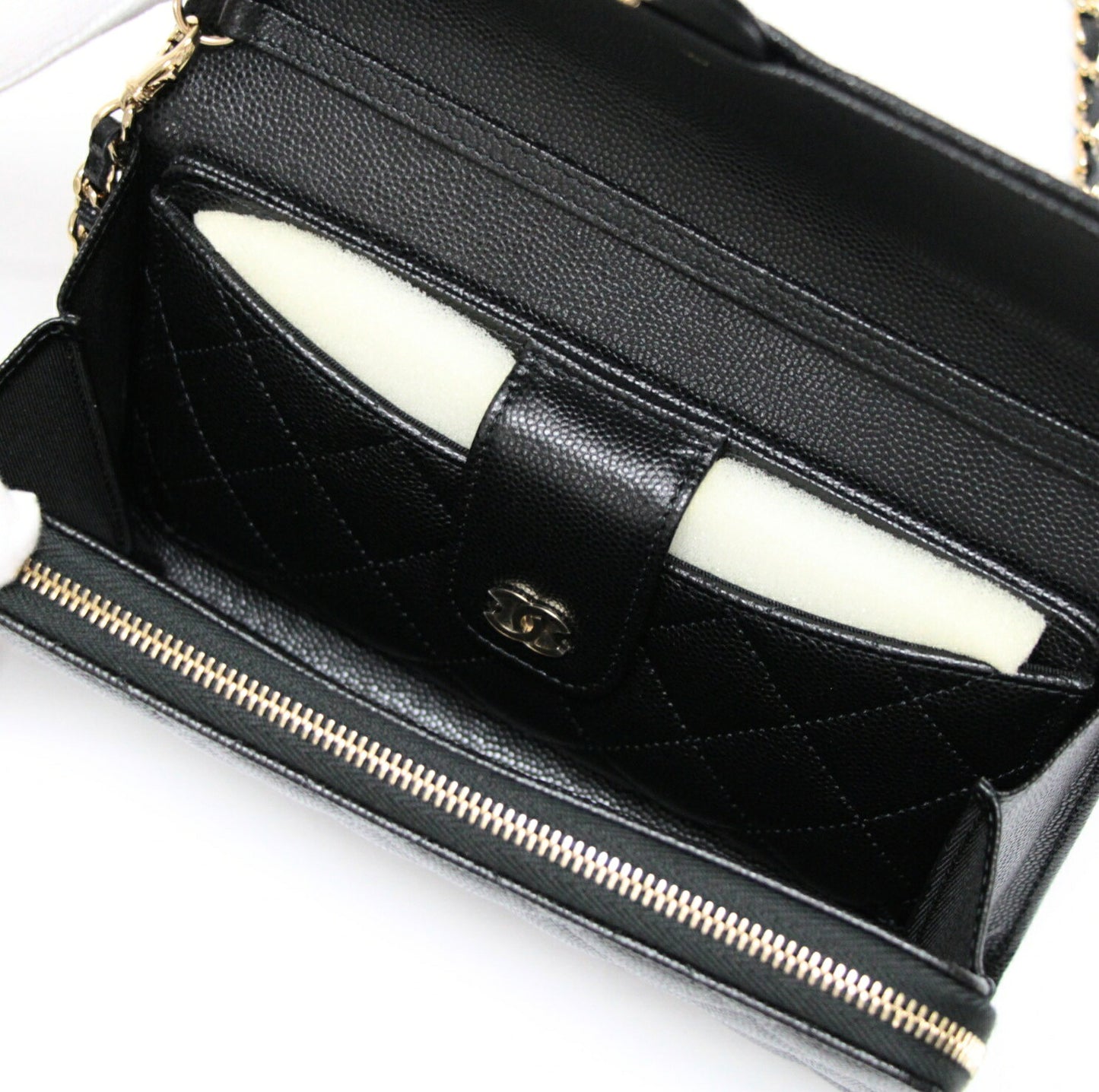 CHANEL Matelasse Caviar Chain Wallet Bag Black Size ONE SIZE