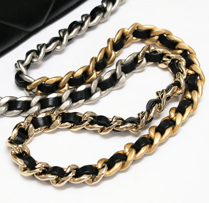 CHANEL 19 Mini Lambskin CC Chain Wallet Black Size ONE SIZE