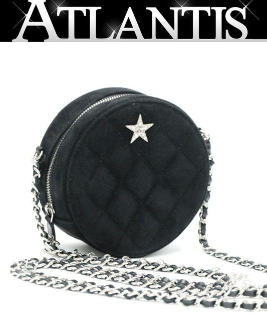 CHANEL Star Line Matelasse Suede Bag Black Size ONE SIZE