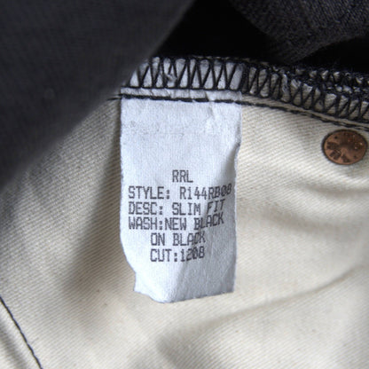 RRL NEW BLACK ON BLACK SLIM FIT JEANS Size 33x32 Size 33×32