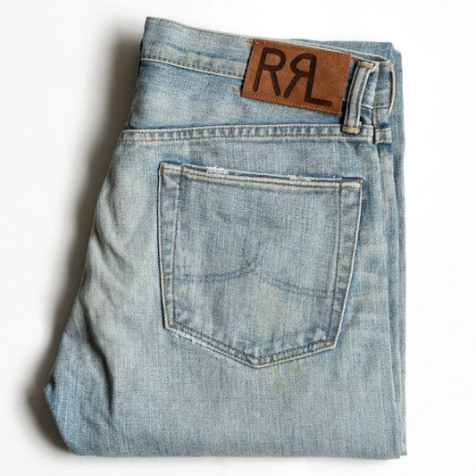 RRL BRIGHT SKY STRAIGHT-LEG JEANS Vintage Wash Size 30×32