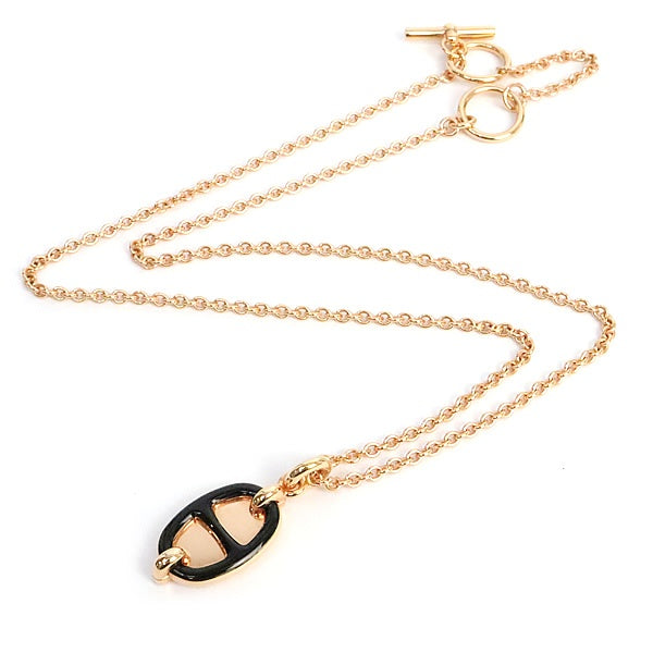 HERMES Mini Maillon PM Rose Lacquered Necklace Size ONE SIZE
