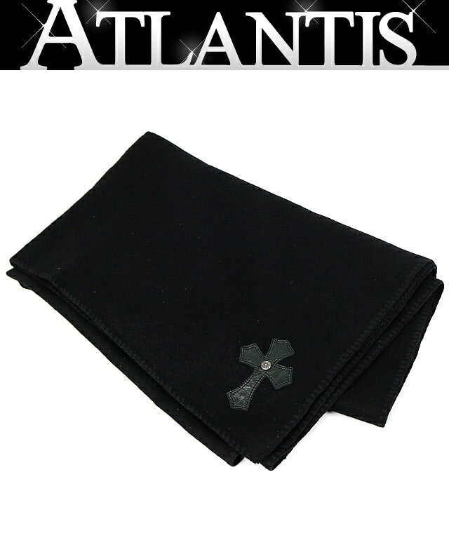 CHROME HEARTS Cross Patch Cashmere Scarf Black Size ONE SIZE