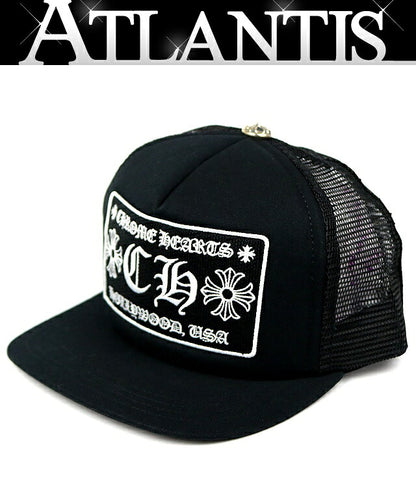 CHROME HEARTS CH Logo SV925 Black Trucker Hat Size ONE SIZE