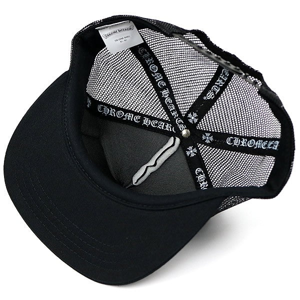 CHROME HEARTS CH Logo SV925 Black Trucker Hat Size ONE SIZE