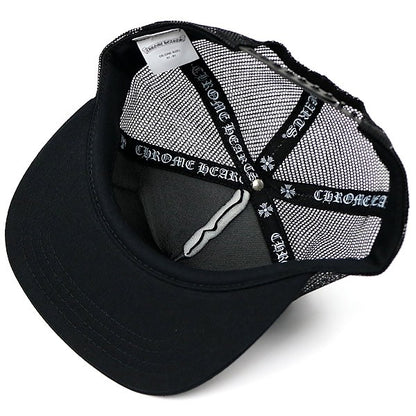 CHROME HEARTS CH Logo SV925 Black Trucker Hat Size ONE SIZE