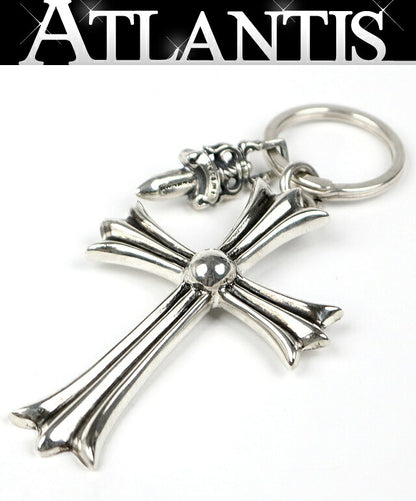 CHROME HEARTS Large Cross Split Silver Keyring Size ONE SIZE