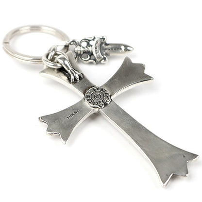 CHROME HEARTS Large Cross Split Silver Keyring Size ONE SIZE