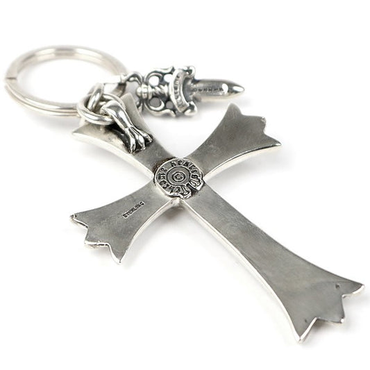 CHROME HEARTS Large Cross Split Silver Keyring Size ONE SIZE