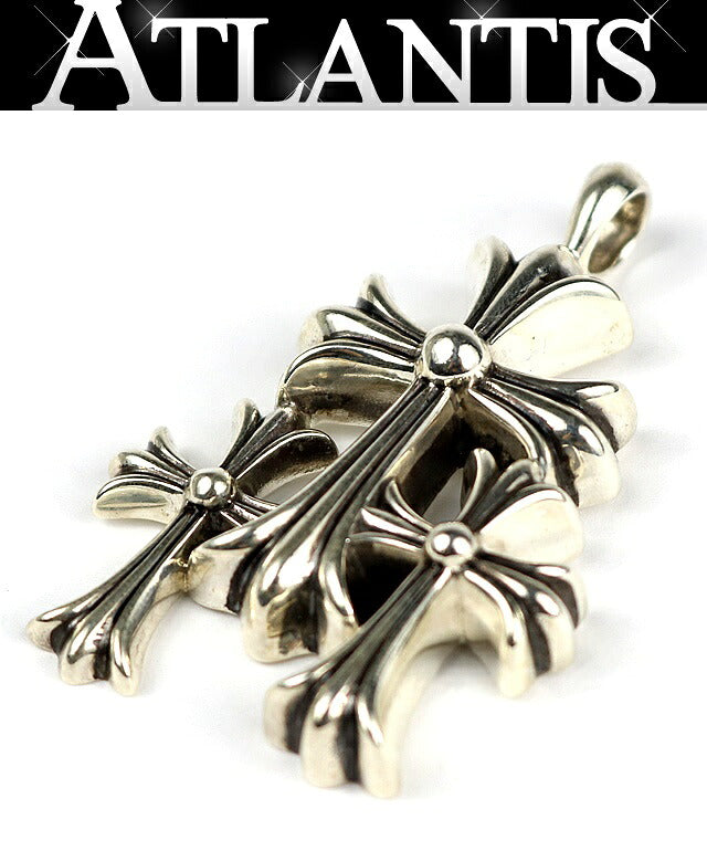 CHROME HEARTS Triple CH Cross Silver Pendant Size ONE SIZE