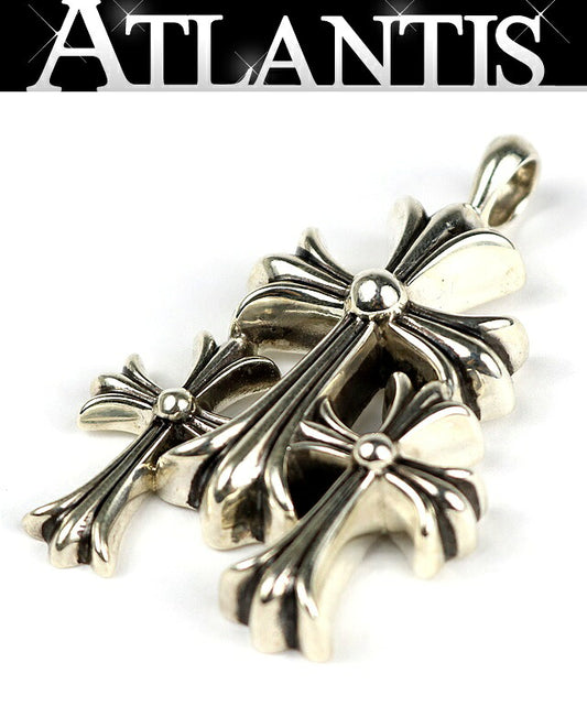 CHROME HEARTS Triple CH Cross Silver Pendant Size ONE SIZE