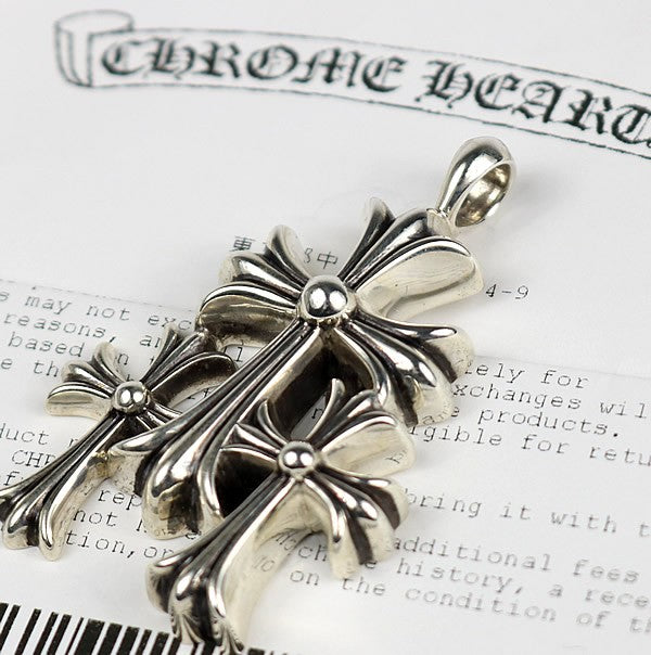 CHROME HEARTS Triple CH Cross Silver Pendant Size ONE SIZE