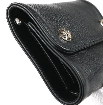 CHROME HEARTS Mini Wave Cross Leather Wallet Size ONE SIZE