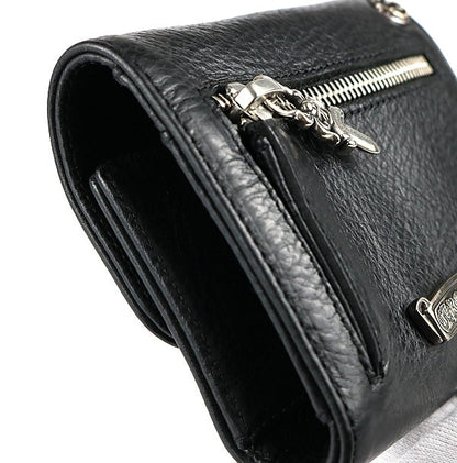 CHROME HEARTS Mini Wave Cross Leather Wallet Size ONE SIZE