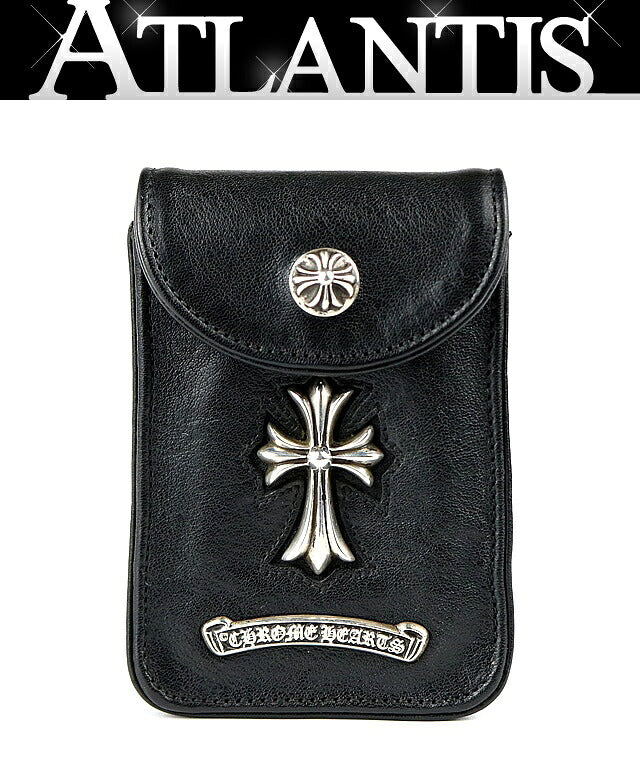 CHROME HEARTS Small CH Cross Leather Cigarette Case Black