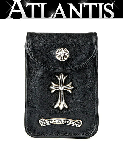 CHROME HEARTS Small CH Cross Leather Cigarette Case Black