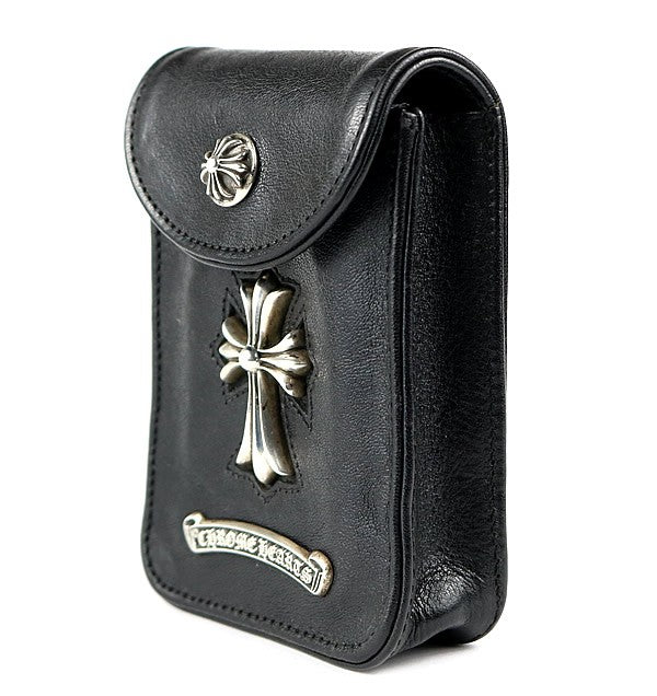 CHROME HEARTS Small CH Cross Leather Cigarette Case Black