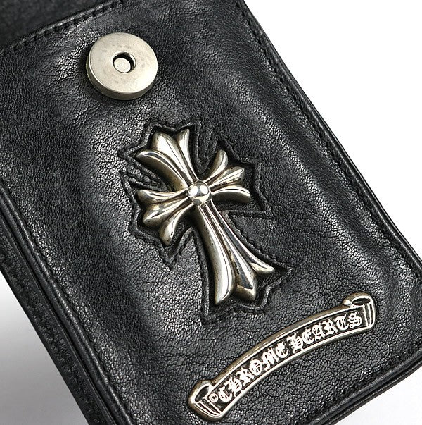 CHROME HEARTS Small CH Cross Leather Cigarette Case Black
