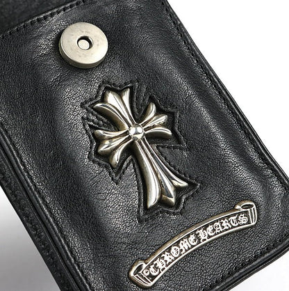 CHROME HEARTS Small CH Cross Leather Cigarette Case Black