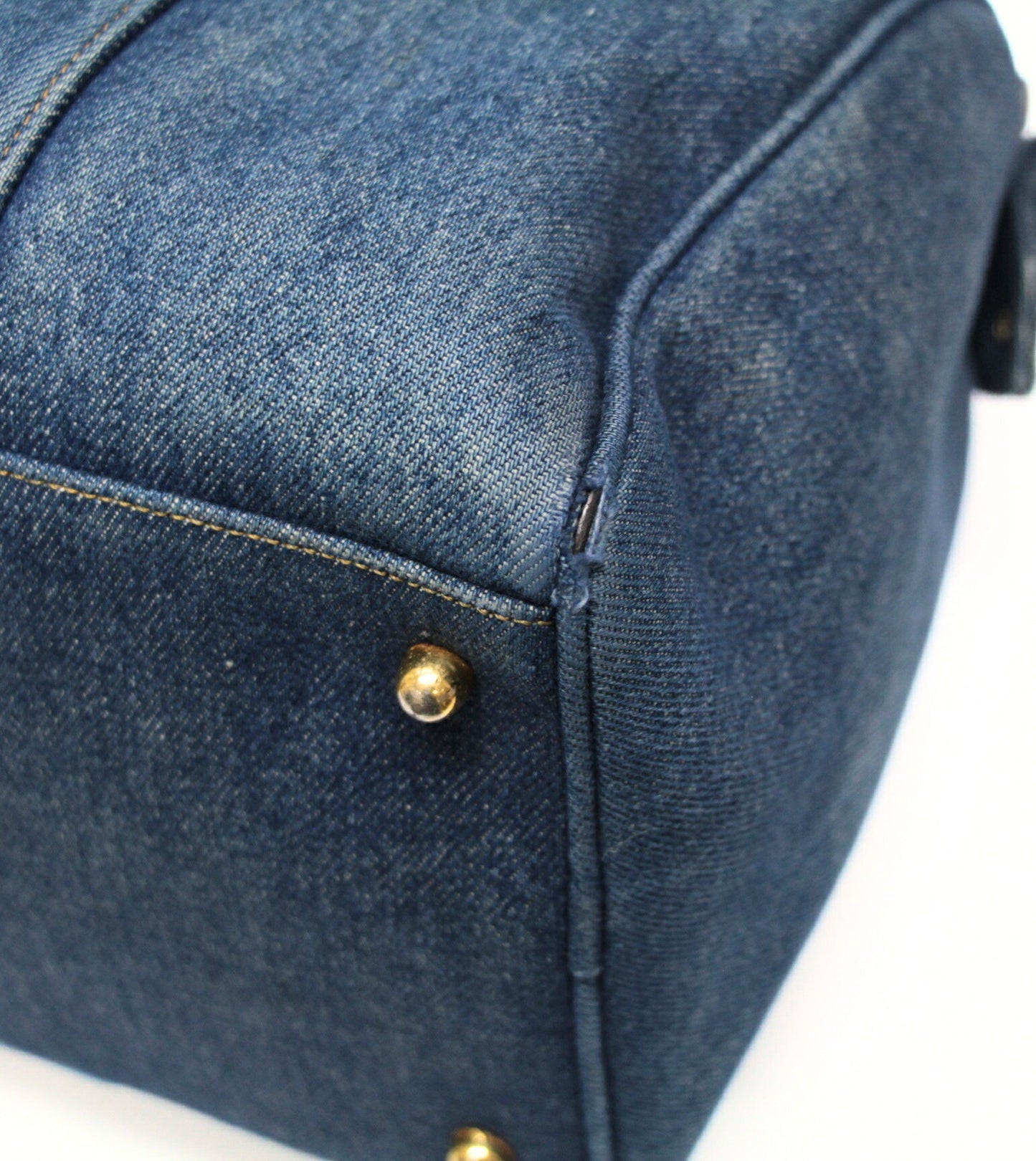 CHANEL Vintage CC Logo Boston Denim Blue